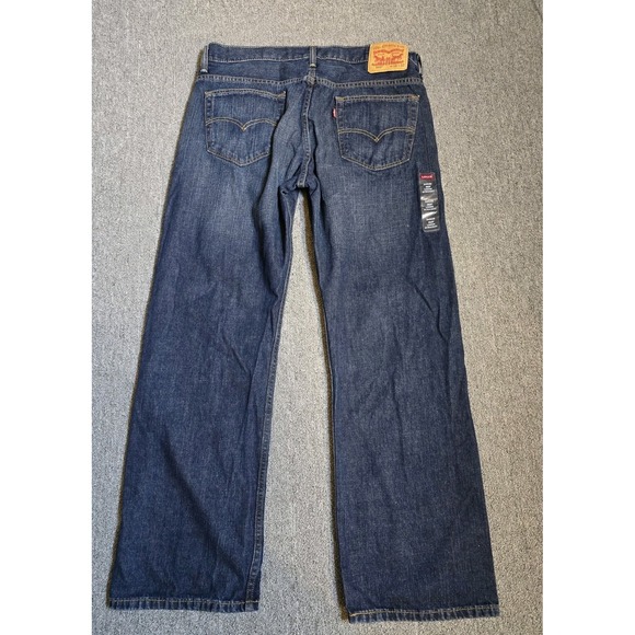 Levis 569 Loose Straight Blue Denim Mens Dark Wash Jeans Size 34x 32 - Picture 7 of 9